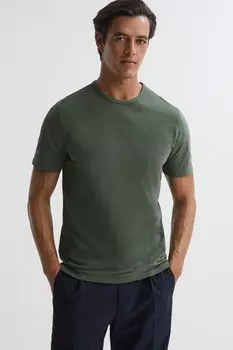 Светлая футболка Melrose с круглым вырезом Reiss, зеленый