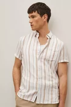 Светлая полосатая рубашка с короткими рукавами Next