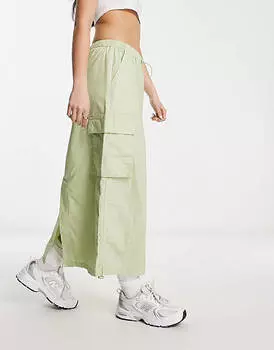 Светлая юбка-карго со сборками по бокам ASOS DESIGN