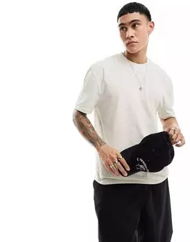 Светло-бежевая меланжевая футболка свободного кроя с круглым вырезом ASOS