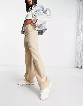 Светло-бежевые брюки широкого кроя с напуском для папы Bershka