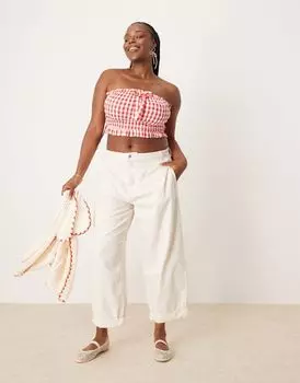 Светло-бежевые джинсы строгого кроя с зауженными штанинами ASOS DESIGN Curve
