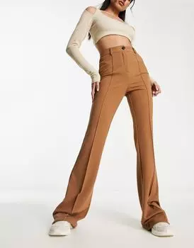 Светло-бежевые расклешенные брюки ASOS DESIGN