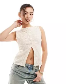 Светло-бежевый топ с пуговицами ASOS