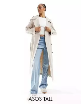 Светло-бежевый тренч из смесового льна ASOS DESIGN Tall