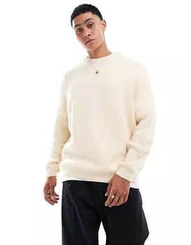 Светло-бежевый вязаный свитер оверсайз с начесом ASOS DESIGN