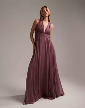 Светло-фиолетовое платье макси с драпировкой и запахом ASOS DESIGN Bridesmaid