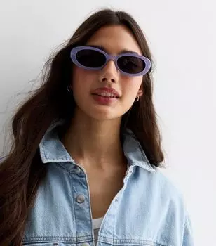 Светло-фиолетовые овальные солнцезащитные очки New Look, светло-фиолетовый