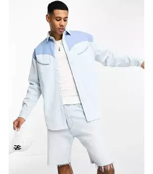Светло-голубая джинсовая рубашка оверсайз в стиле вестерн ASOS DESIGN 90-х