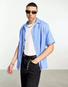 Светло-голубая рубашка свободного кроя с фактурным жаккардом ASOS DESIGN