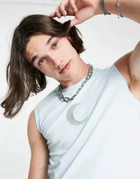 Светло-голубой укороченный жилет с вышивкой в ​​виде луны ASOS DESIGN