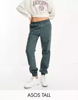 Светло-голубые брюки карго с манжетами ASOS Tall