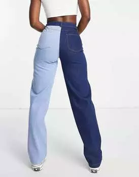 Светло-голубые джинсы прямого кроя с завышенной талией Pieces