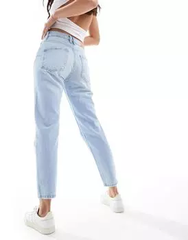 Светло-голубые джинсы Stradivarius Mom