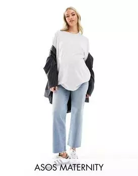 Светло-голубые укороченные прямые джинсы ASOS DESIGN Maternity