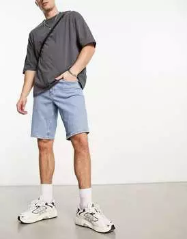 Светло-голубые узкие джинсовые шорты средней длины ASOS DESIGN