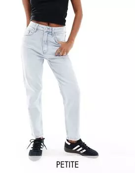 Светло-голубые узкие джинсы Mom Stradivarius Petite