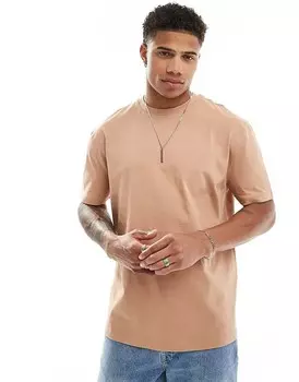 Светло-коричневая базовая футболка свободного кроя ASOS DESIGN