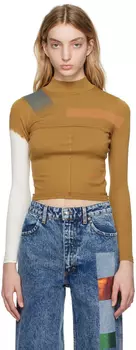 Светло-коричневая детская водолазка в полоску Eckhaus Latta