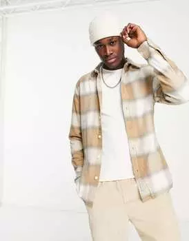 Светло-коричневая фланелевая рубашка в клетку Hollister