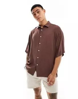 Светло-коричневая футболка оверсайз из вискозы ASOS DESIGN