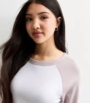 Светло-коричневая футболка реглан со сборками для девочек New Look, светло-коричневый