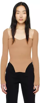 Светло-коричневая футболка с длинным рукавом 'The Maddy' KHAITE