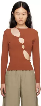 Светло-коричневая футболка с длинными рукавами и закорючками Paris Georgia