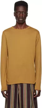 Светло-коричневая футболка с круглым вырезом и длинным рукавом Dries Van Noten