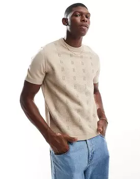 Светло-коричневая футболка свободного кроя тонкой вязки ASOS DESIGN