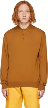 Светло-коричневая классическая футболка-поло с длинным рукавом King &amp; Tuckfield