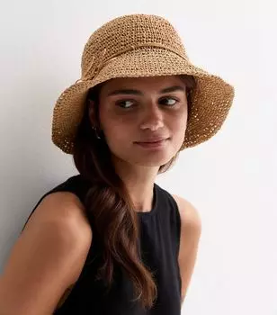 Светло-коричневая компактная панама с эффектом соломы New Look, светло-коричневый