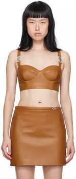 Светло-коричневая кожаная майка Medusa 95 Versace