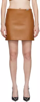 Светло-коричневая кожаная мини-юбка Medusa 95 Versace
