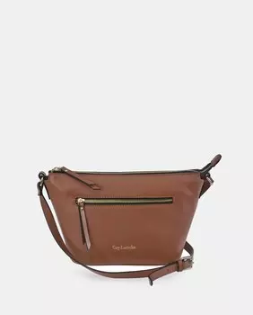 Светло-коричневая кожаная сумка через плечо с застежкой-молнией и передним карманом Guy Laroche, светло-коричневый