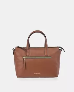 Светло-коричневая кожаная сумка-тоут с застежкой-молнией и съемным ремнем через плечо Guy Laroche, светло-коричневый