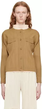 Светло-коричневая куртка на пуговицах Pleats Please Issey Miyake