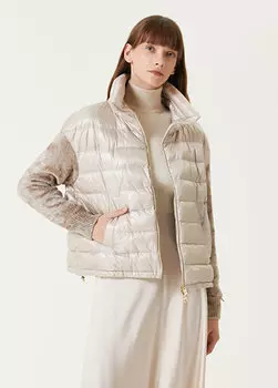 Светло-коричневая куртка-пуховик с воротником-стойкой Herno