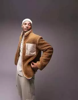 Светло-коричневая куртка Topman борг с нейлоновыми вставками