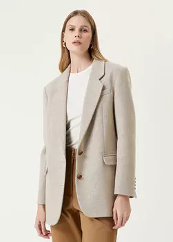 Светло-коричневая куртка в клетку с воротником-бабочкой Beymen