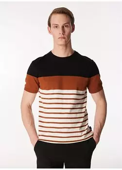 Светло-коричневая мужская футболка Back And Bond с круглым вырезом и сотовым узором B32S40009 Back and Bond, коричневый