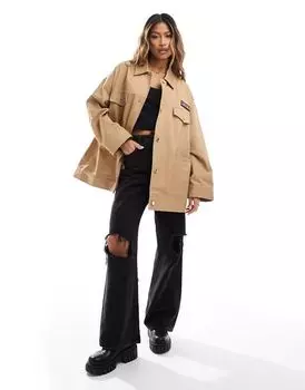 Светло-коричневая рабочая куртка с металлической бляшкой ASOS Weekend Collective