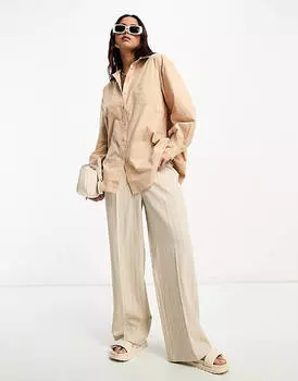 Светло-коричневая рубашка оверсайз из поплина Miss Selfridge