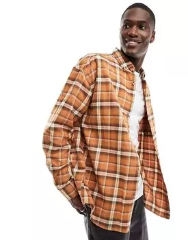 Светло-коричневая рубашка оверсайз в клетку в стиле 90-х ASOS DESIGN