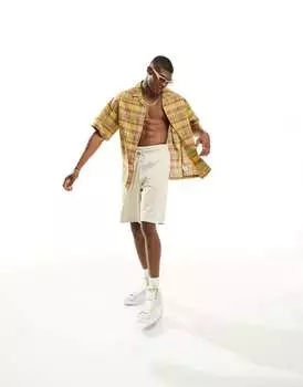 Светло-коричневая рубашка свободного кроя в клетку свободного кроя ASOS DESIGN