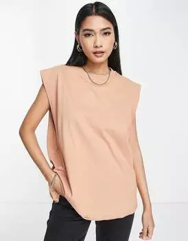 Светло-коричневая широкая майка без рукавов ASOS DESIGN