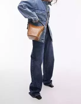 Светло-коричневая сумка через плечо Topshop Cia под кожу крокодила