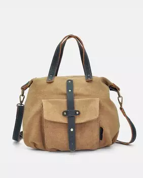 Светло-коричневая сумка из парусины и кожи Cuirots, светло-коричневый