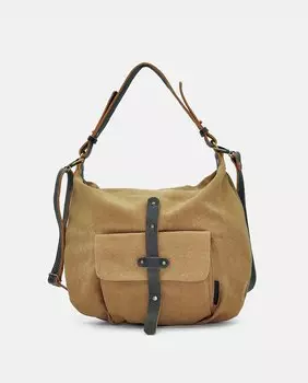 Светло-коричневая сумка на плечо из парусины и кожи с длинной ручкой Cuirots, светло-коричневый