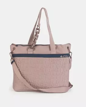 Светло-коричневая сумка-шопер из неопрена с выгравированным логотипом и съемным ремнем через плечо Caminatta, светло-коричневый